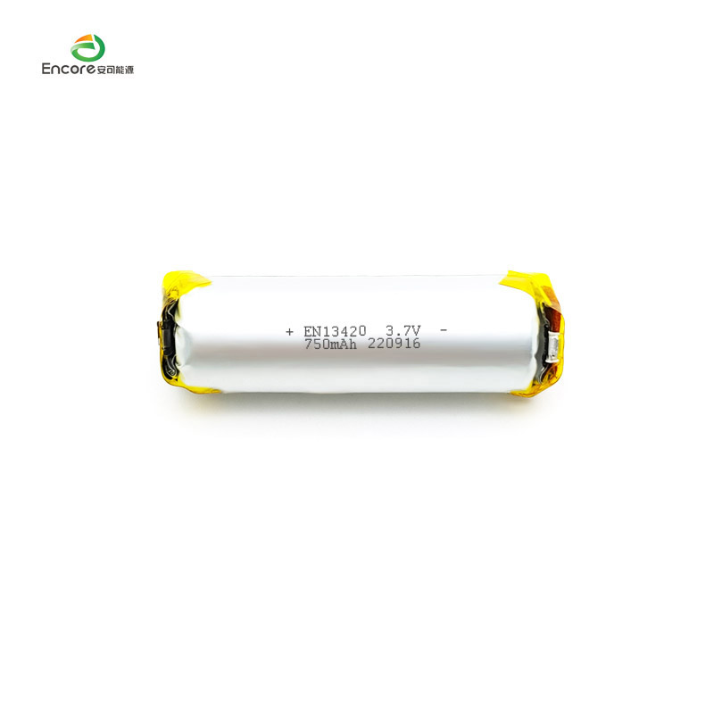 13420 750mAh Cylindrical 3.7v lipo ဘက်ထရီ