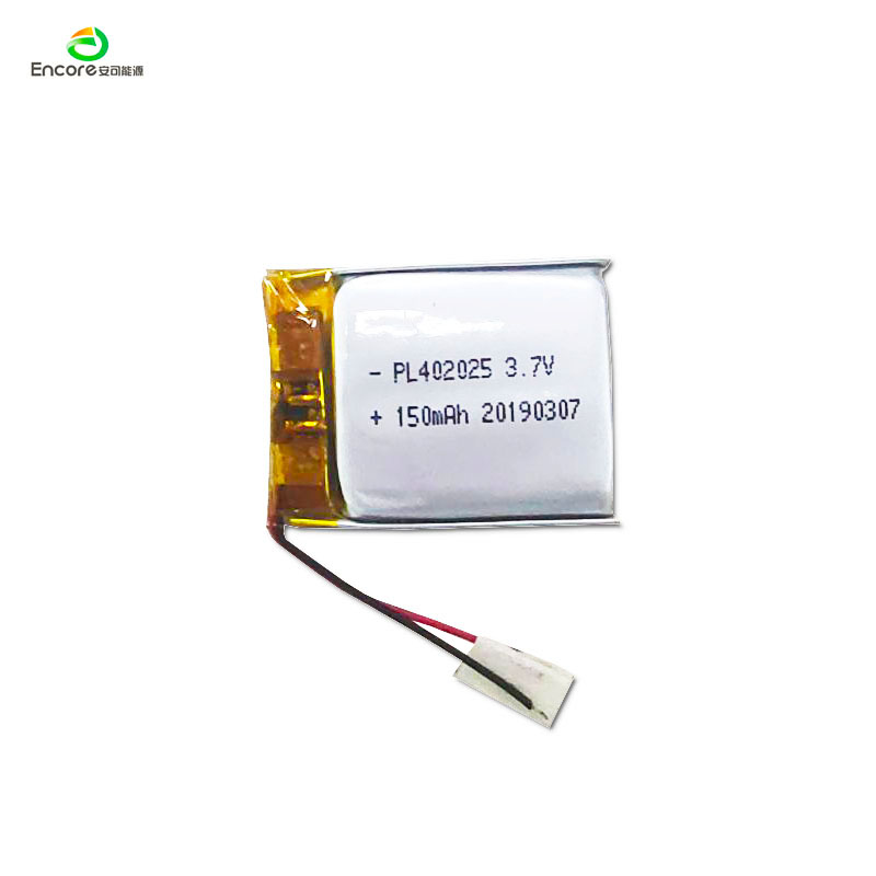 402025 150mAh 3.7v အားပြန်သွင်းနိုင်သော lipo ဘက်ထရီ